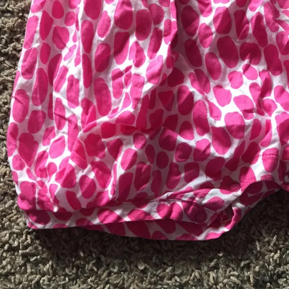 Carters Pink & White Short Sleeve Shorts Romper